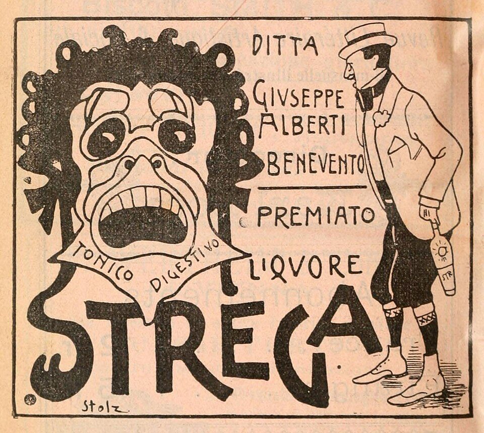 Una pubblicità del liquore Strega del 1902